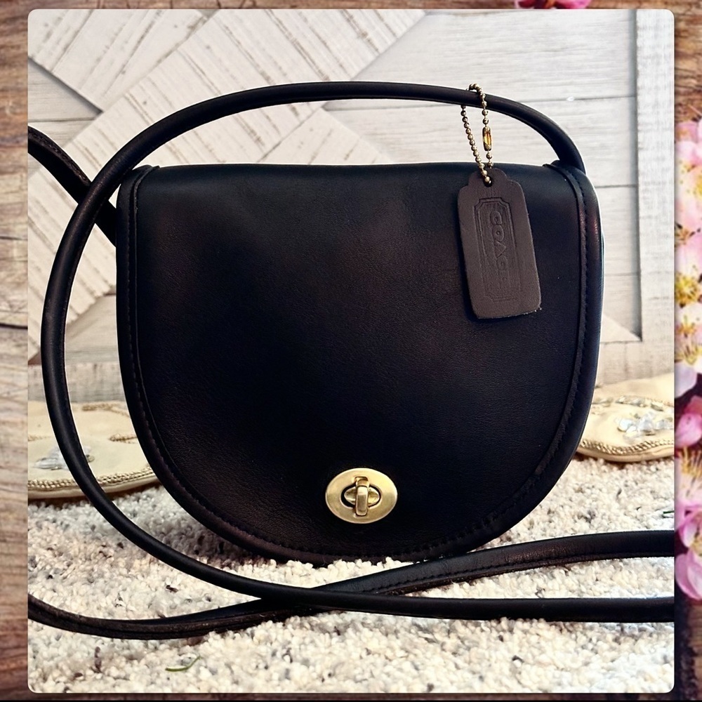 VINTAGE COACH BLACK LEATHER CROSSBODY MINI BAG 9825 - Picture 4 of 17